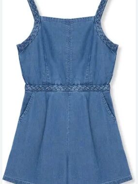 NWT Habitual Girl Chambray Romper — Braided Strap Lyocell Size 10 Nordstrom